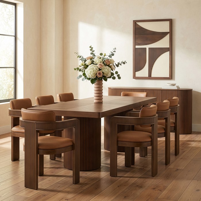 Meridian Furniture - Belinda 96" / 120" / 144" Brown Solid Wood And Oak Veneer Dining Table (3 Boxes) - 741Brown-T - GreatFurnitureDeal