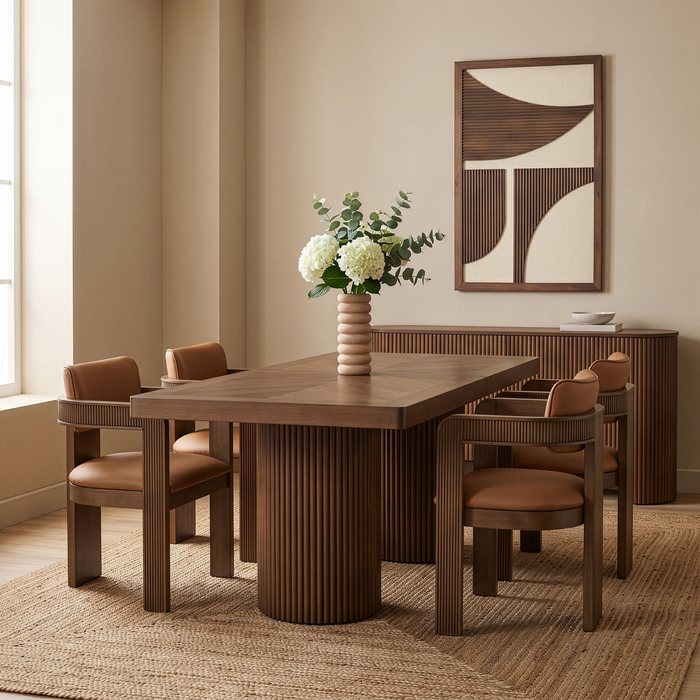 Meridian Furniture - Belinda 96" / 120" / 144" Brown Solid Wood And Oak Veneer Dining Table (3 Boxes) - 741Brown-T - GreatFurnitureDeal