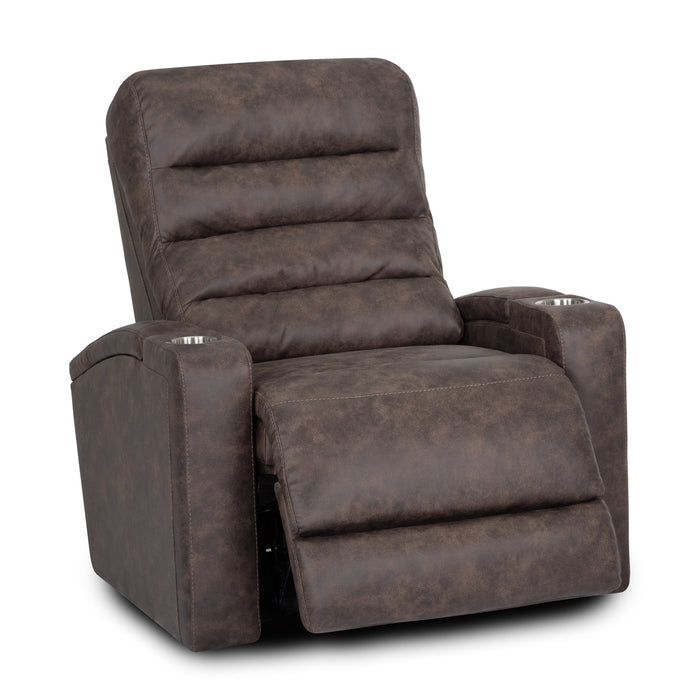 Franklin Furniture - Tipton Home Theater Recliner w/ Power Headrest, Power Recline, Dual Arm Cupholders, and Dual Arm Storage in Coffee - 7444-COFFEE