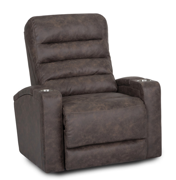 Franklin Furniture - Tipton Home Theater Recliner w/ Power Headrest, Power Recline, Dual Arm Cupholders, and Dual Arm Storage in Coffee - 7444-COFFEE