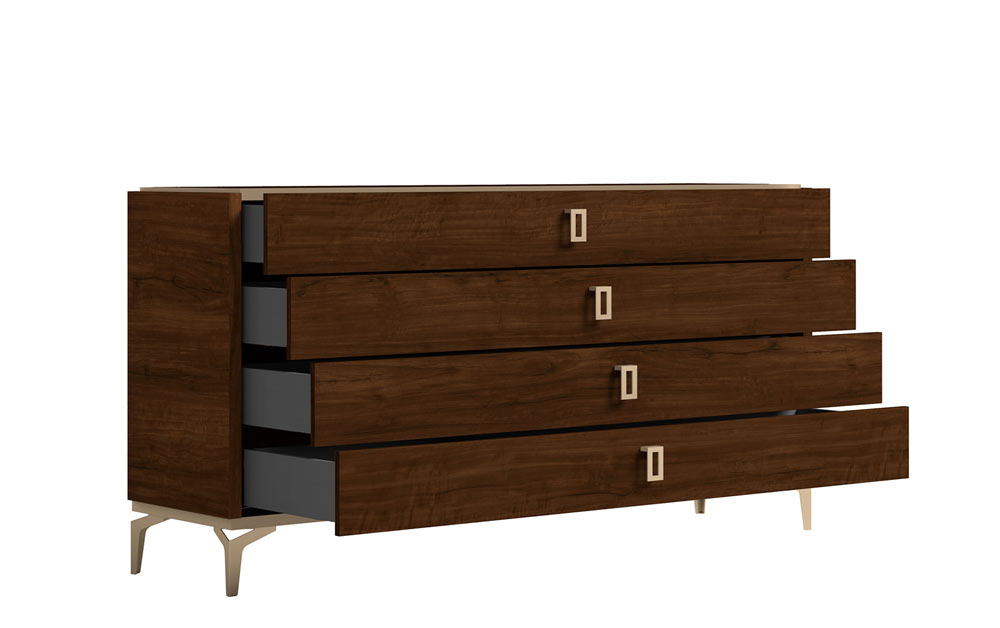 ESF Furniture - Eva Dresser in Rich Tobacco Walnut - EVADRESSER
