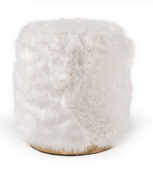 VIG Furniture - Modrest Ghent Modern White Faux Fur & Gold Ottoman - VGRH-RHS-OT-401-WHT - GreatFurnitureDeal