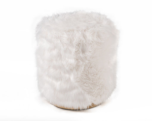 VIG Furniture - Modrest Ghent Modern White Faux Fur & Gold Ottoman - VGRH-RHS-OT-401-WHT - GreatFurnitureDeal
