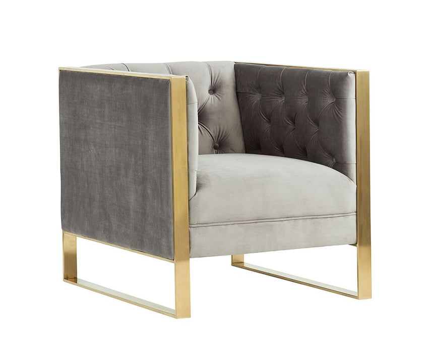 VIG Furniture - Divani Casa Carlos Modern Grey Velvet & Gold Accent Chair - VGRH-AC-311-GRY - GreatFurnitureDeal