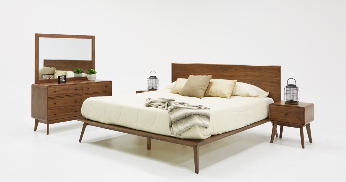 VIG Furniture - Modrest Carmen Mid-Century Modern Walnut Eastern King Bed - VGMABR-79-BED-EK - GreatFurnitureDeal