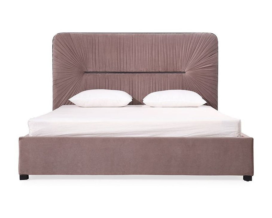 VIG Furniture - Modrest Duke Modern Grey Velvet & Black Gun Chrome Bed - VGVCBD1903-GRY-Q - GreatFurnitureDeal