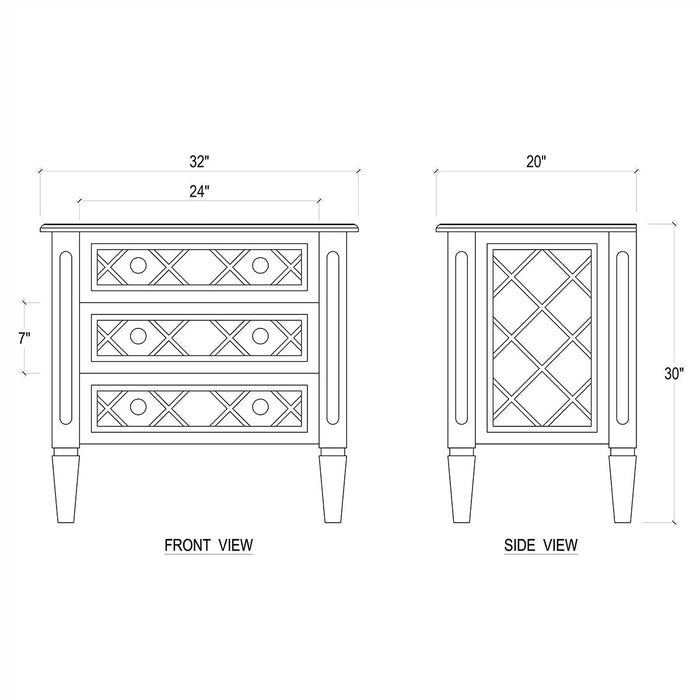 Bramble - Dauphine 3 Drawer Nightstand - BR-75916