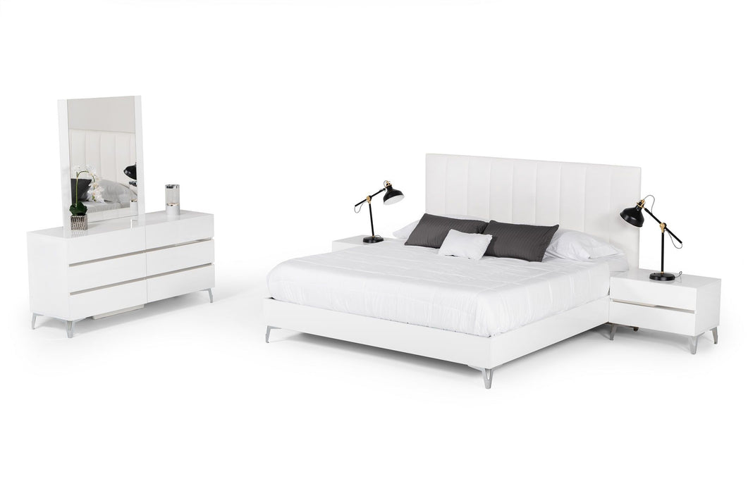 VIG Furniture - Nova Domus Angela  Italian Modern White Eco Leather Eastern King Bed - VGACANGELA-BED-EK - GreatFurnitureDeal