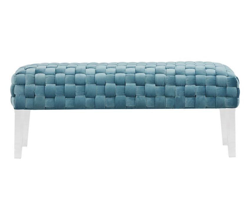 VIG Furniture - Divani Casa Tracy Modern Blue Velvet Bench - VGRH-RHS-OT-219-BLU - GreatFurnitureDeal