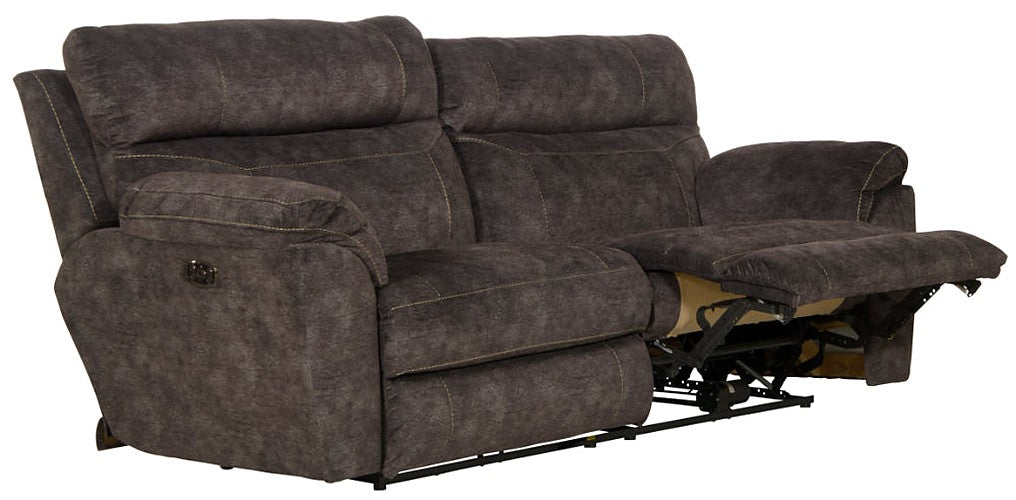 Catnapper - Sedona Power Headrest Power Lay Flat Reclining Sofa in Smoke - 62221-SMOKE - GreatFurnitureDeal