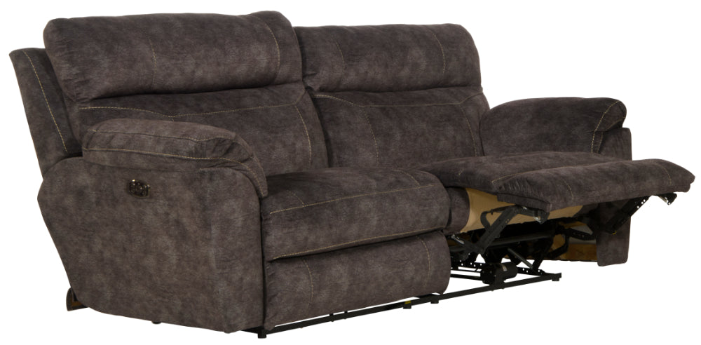 Catnapper - Sedona Power Headrest w-Lumbar Power Lay Flat Reclining Sofa in Smoke - 762221-SMOKE