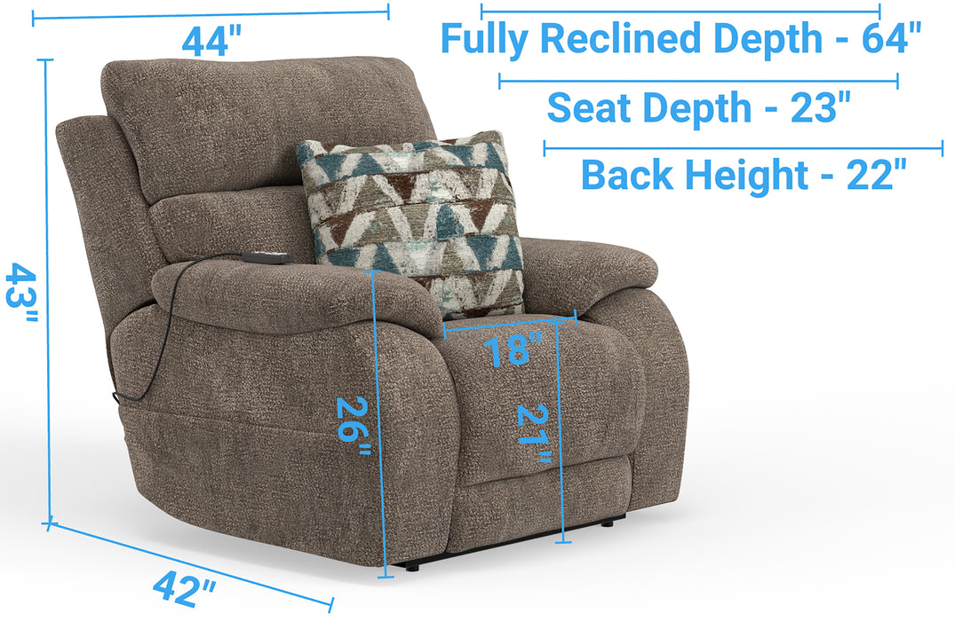 Catnapper - Joya Power Headrest Power Lay Flat Recliner w/CR3 Heat/Massage/Lumbar/Zero Gravity - 762820-7-MUSH - GreatFurnitureDeal