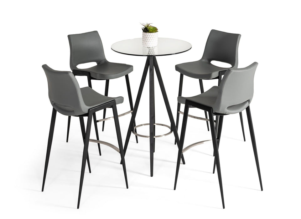VIG Furniture - Modrest Dallas Clear Glass and Black Metal Bar Table - VGHR7036-BT