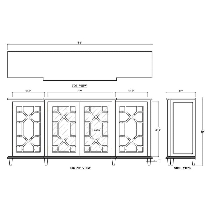 Bramble - Grosvenor Credenza in True White - 76423TRW-----