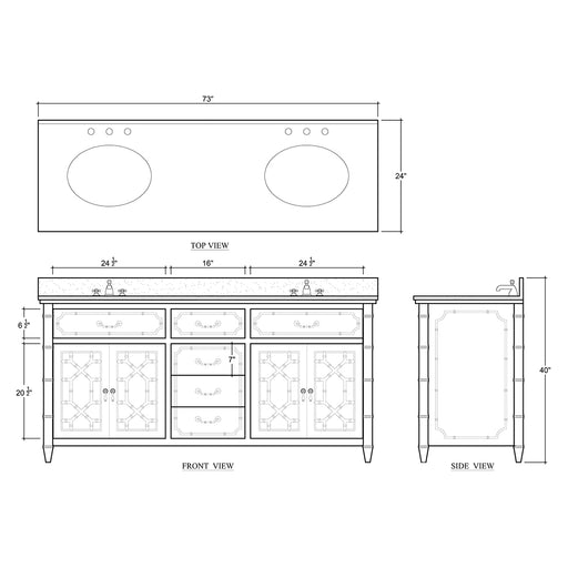 Bramble - Grosvenor Double Vanity w/ Sink & Marble Top - BR-76426 - GreatFurnitureDeal