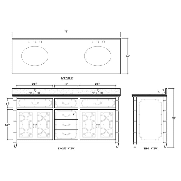 Bramble - Grosvenor Double Vanity w/ Sink & Marble Top - BR-76426 - GreatFurnitureDeal