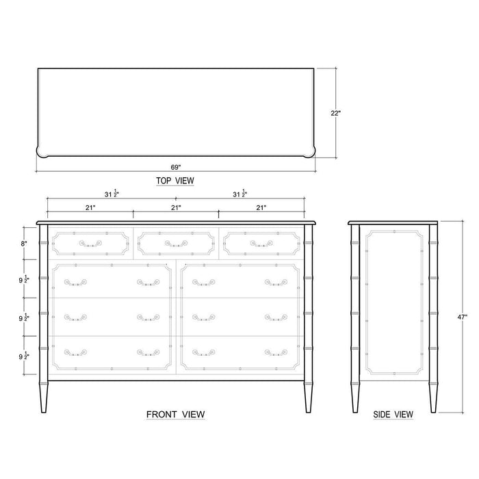 Bramble - Chelsea Large 9 Drawer Dresser in Architectural White - 76434HRW----LDT