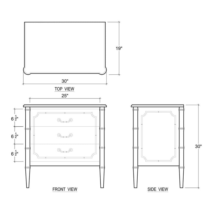 Bramble - Chelsea 3 Drawer Bedside Table in Architectural White - 76437HRW----LDT