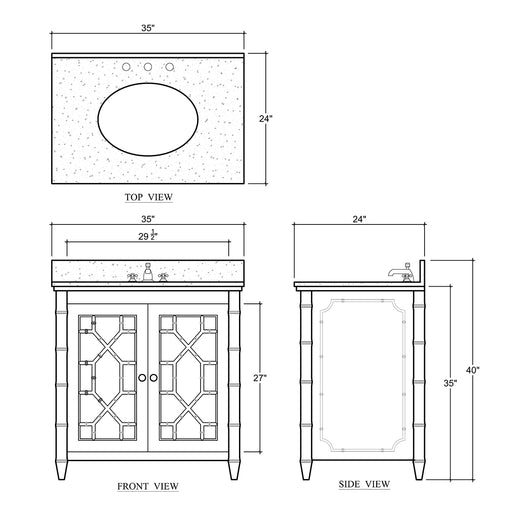 Bramble - Grosvenor Single Vanity in True White w/ Sink & Marble Top - 76455TRW----- - GreatFurnitureDeal