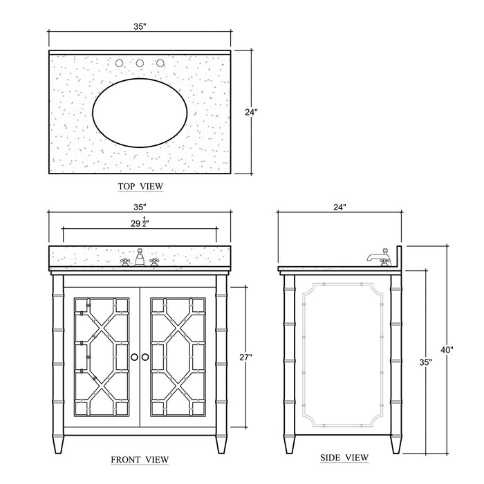 Bramble - Grosvenor Single Vanity in True White w/ Sink & Marble Top - 76455TRW----- - GreatFurnitureDeal