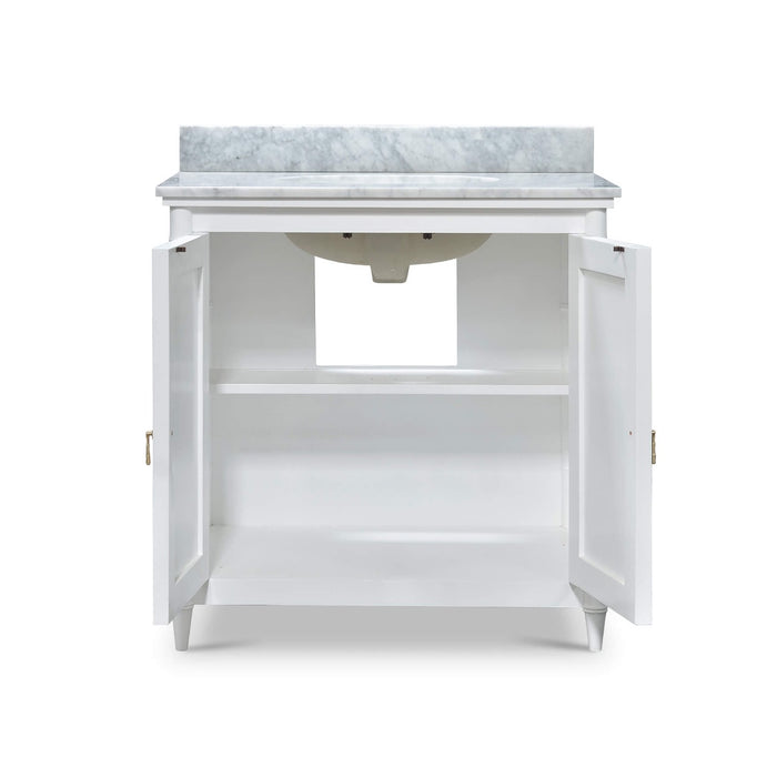Bramble - Grosvenor Single Vanity in True White w/ Sink & Marble Top - 76455TRW----- - GreatFurnitureDeal