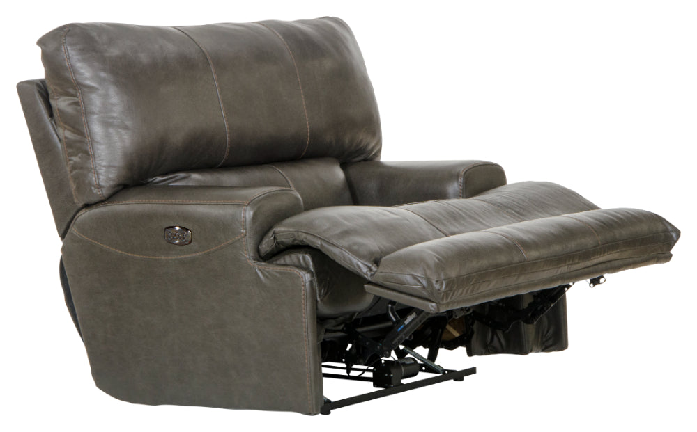 Catnapper - Wembley 3 Piece Power Lay Flat Reclining Living Room Set in Steel - 64581-STEEL-P-3SET