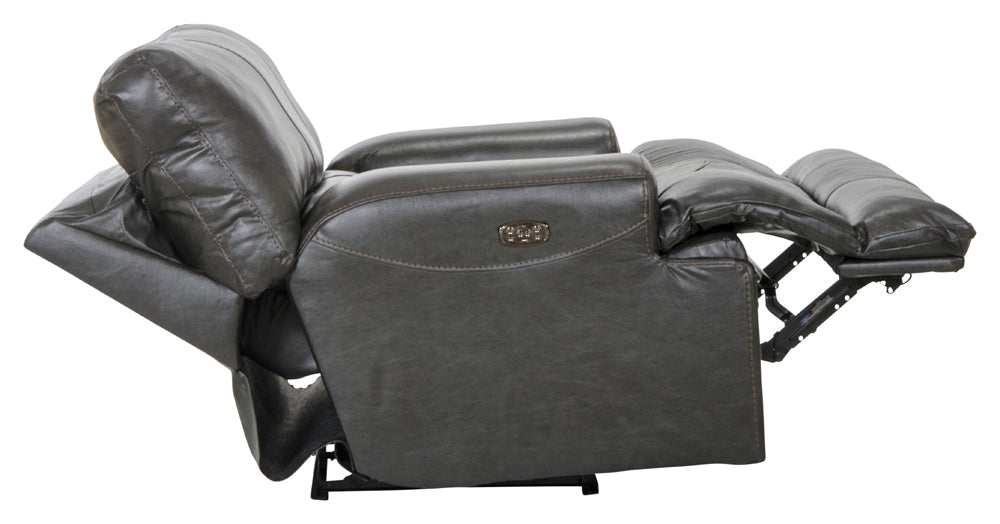 Catnapper - Wembley Power Headrest Power Lumbar Power Leather Recliner in Steel - 764580-7-STEEL-MTO
