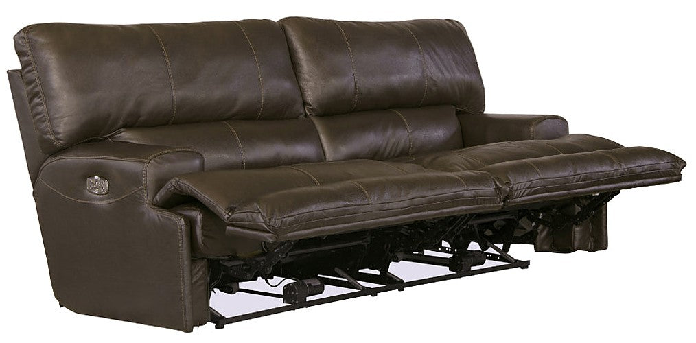 Catnapper - Wembley Power Headrest Power Lumbar Power Reclining Leather Sofa in Steel - 764581-STEEL-MTO - GreatFurnitureDeal