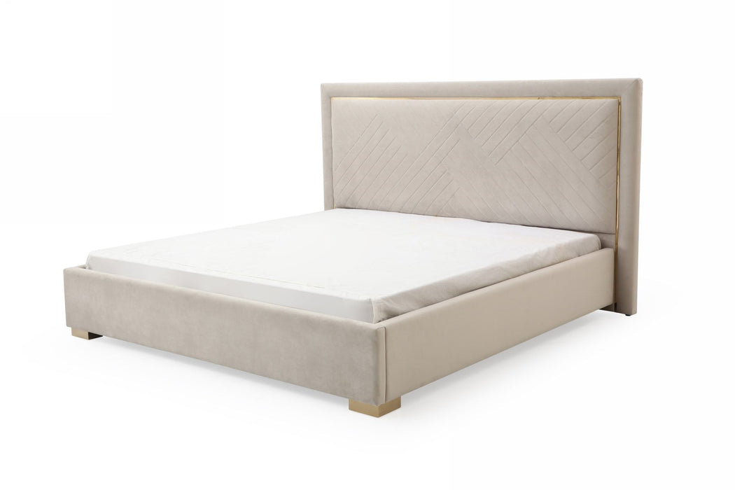 VIG Furniture - Modrest Corrico Modern Off White and Champagne Gold Queen Bedroom Set - VGVCBD1906-19-SET-Q