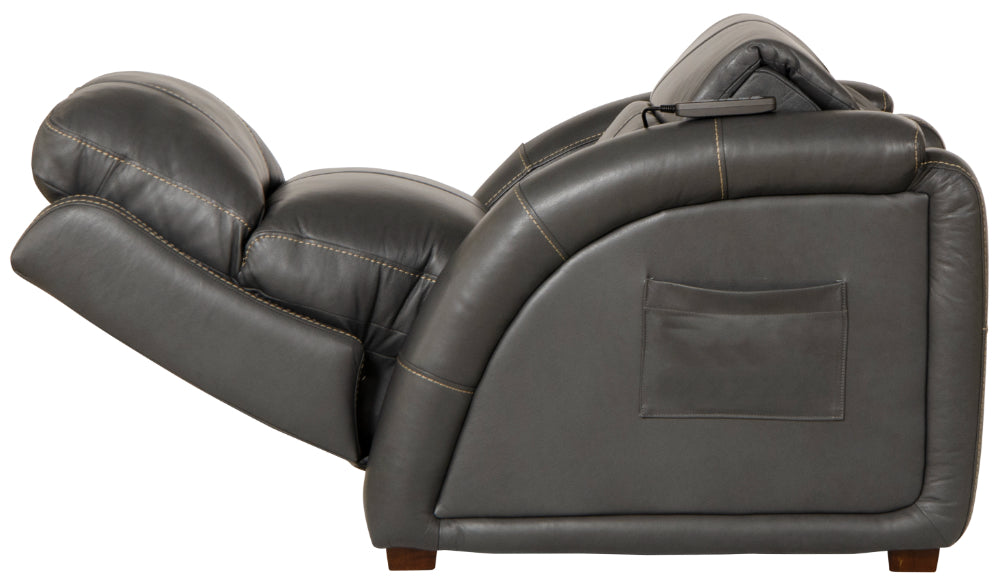 Catnapper - Reliever Power Headrest Power Lay Flat Recliner in Gunmetal - 764795-7-GUN - GreatFurnitureDeal