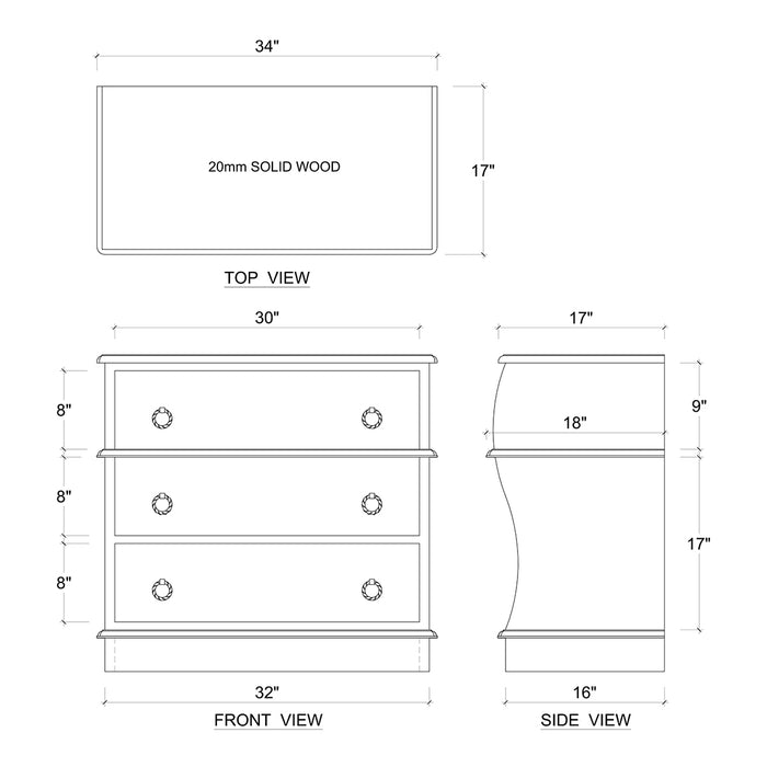 Bramble - Serpentine Bedside Table - BR-76501 - GreatFurnitureDeal