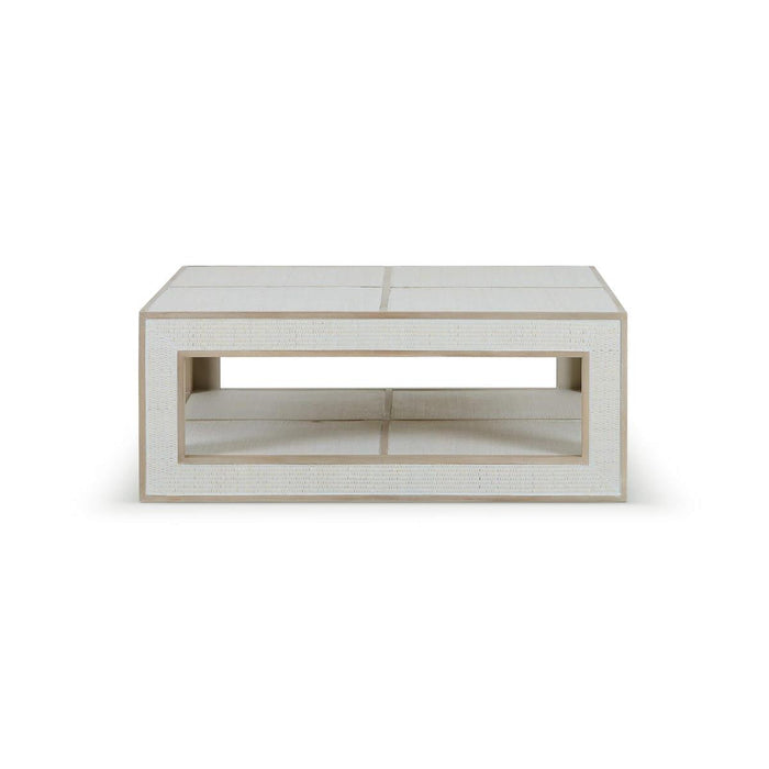 Bramble - Finsbury Square Coffee Table in Sandbar w/ White Inset Rattan - 76504SNB-RT01--- - GreatFurnitureDeal