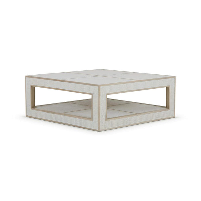Bramble - Finsbury Square Coffee Table in Sandbar w/ White Inset Rattan - 76504SNB-RT01--- - GreatFurnitureDeal