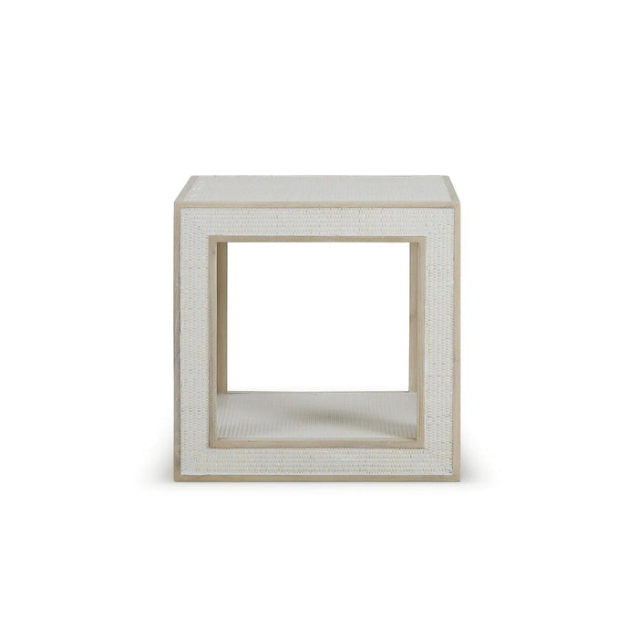 Bramble - Finsbury End Table in Sandbar w/ White Inset Rattan - 76505SNB-RT01--- - GreatFurnitureDeal