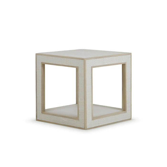 Bramble - Finsbury End Table in Sandbar w/ White Inset Rattan - 76505SNB-RT01--- - GreatFurnitureDeal