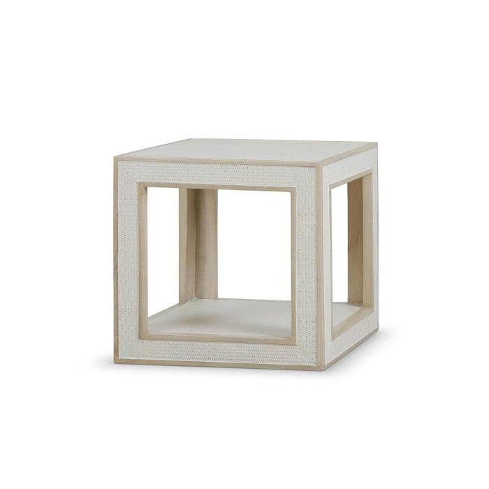 Bramble - Finsbury End Table in Sandbar w/ White Inset Rattan - 76505SNB-RT01--- - GreatFurnitureDeal