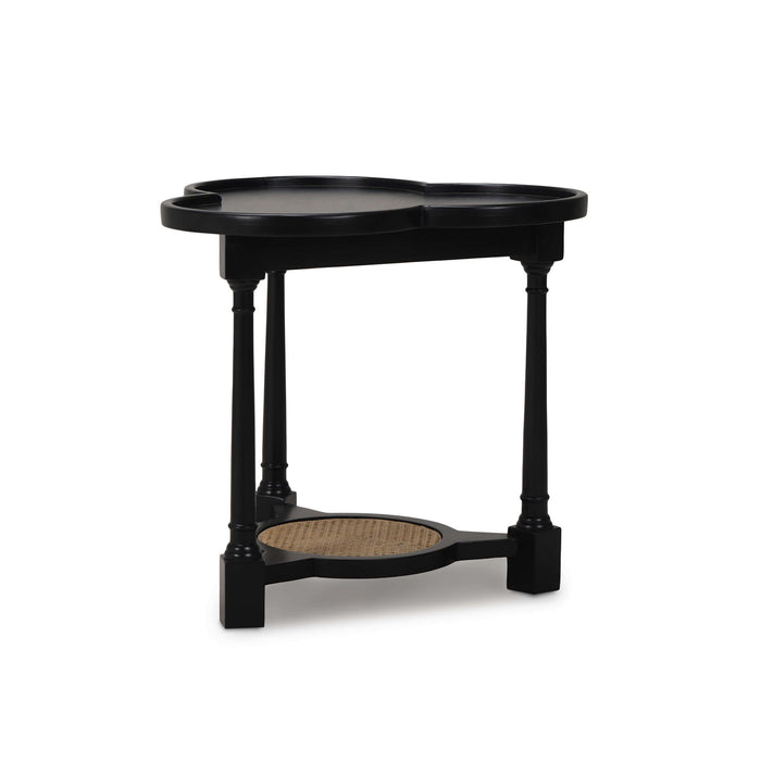 Bramble - Clover End Table in Batavia Black w/ Natural Rattan - 76508BBA-RNAT--- - GreatFurnitureDeal