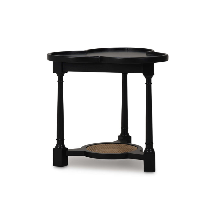 Bramble - Clover End Table in Batavia Black w/ Natural Rattan - 76508BBA-RNAT--- - GreatFurnitureDeal
