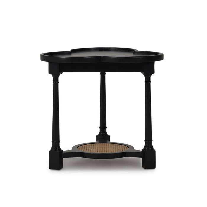 Bramble - Clover End Table in Batavia Black w/ Natural Rattan - 76508BBA-RNAT--- - GreatFurnitureDeal