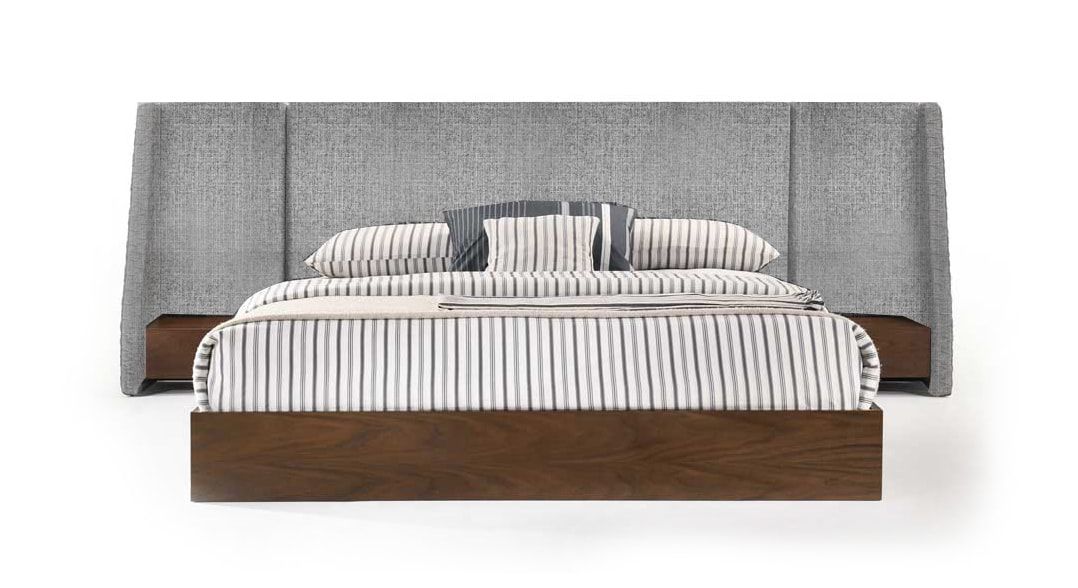 VIG Furniture - Nova Domus Janice - Modern Grey Fabric and Walnut Eastern King Bed - VGMA-BR-88-BED-EK