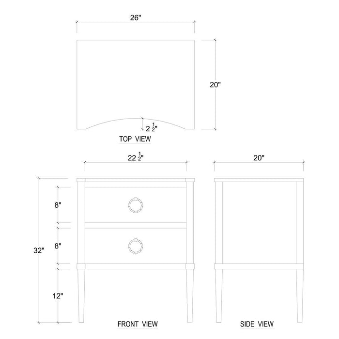 Bramble - Bow Nightstand in Architectural White - 76518HRW----LDT