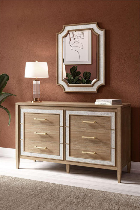 Bramble - Finsbury Mirror in Sandbar w/ White Inset Rattan - 76522SNB-RT01---