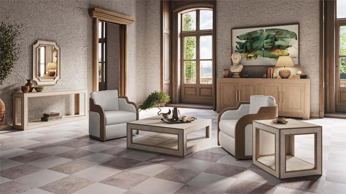 Bramble - Finsbury Mirror in Sandbar w/ White Inset Rattan - 76522SNB-RT01---