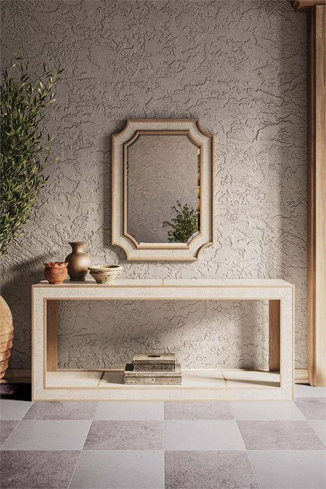Bramble - Finsbury Mirror in Sandbar w/ White Inset Rattan - 76522SNB-RT01---