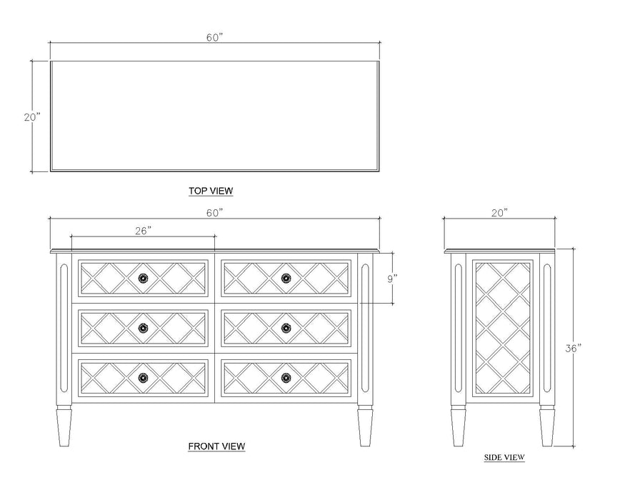 Bramble - Dauphine 6 Drawer Dresser - BR-76535 - GreatFurnitureDeal