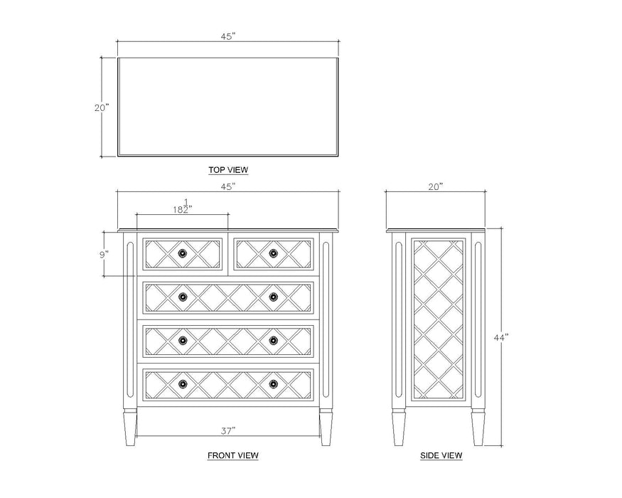 Bramble - Dauphine 5 Drawer Dresser w/ Flat Front - BR-76537 - GreatFurnitureDeal