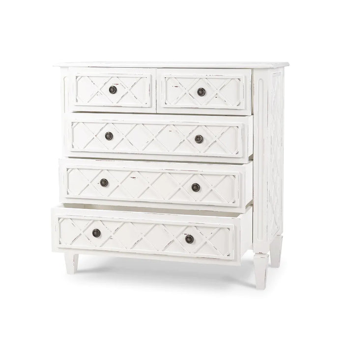 Bramble - Dauphine 5 Drawer Dresser W- Flat Front in White Harvest - BR-76537WHD