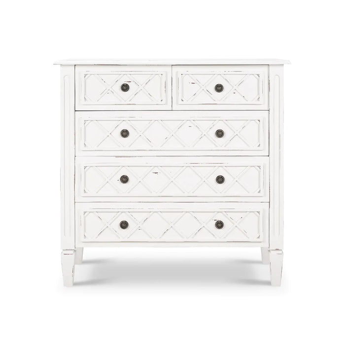 Bramble - Dauphine 5 Drawer Dresser W- Flat Front in White Harvest - BR-76537WHD - GreatFurnitureDeal