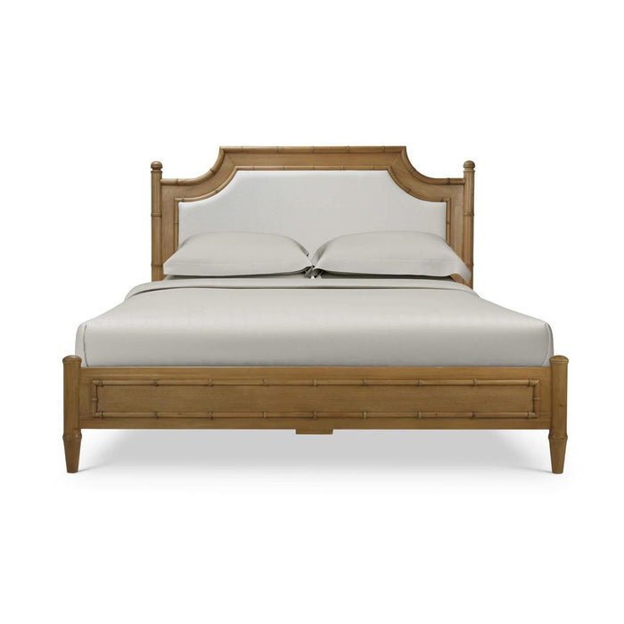 Bramble - Chelsea Upholstered King Bed in Antique French Oak w/ Dinara Natural Fabric - 76550AFDSF227----