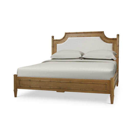 Bramble - Chelsea Upholstered King Bed in Antique French Oak w/ Dinara Natural Fabric - 76550AFDSF227---- - GreatFurnitureDeal